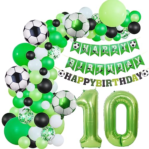 Fussball Luftballon Girlande 10. Geburtstag Deko Junge,Fussball Ballon Girlande Grün 10 Geburtstag Kinder Geburtstagsdeko 10 Jahre Junge Fussball Luftballon deko 10. Geburtstag Junge dekoration von Hopewey