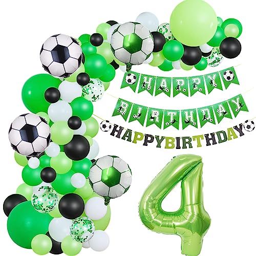 Fussball Luftballon Girlande 4. Geburtstag Deko Junge,Fussball Ballon Girlande Grün 4 Geburtstag Kinder Geburtstagsdeko 4 Jahre Junge Fussball Luftballon deko 4. Geburtstag Junge dekoration von Hopewey