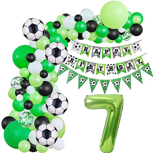 Fussball Luftballon Girlande 7. Geburtstag Deko Junge,Fussball Ballon Girlande Grün 7 Geburtstag Kinder Geburtstagsdeko 7 Jahre Junge Fussball 7. Geburtstag Junge deko 7. Geburtstag Junge deko von Hopewey