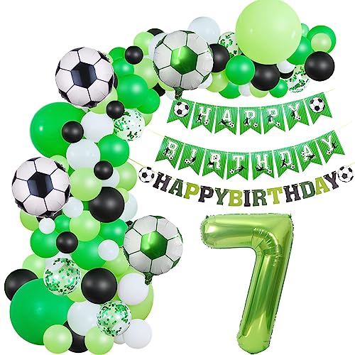 Fussball Luftballon Girlande 7. Geburtstag Deko Junge,Fussball Ballon Girlande Grün 7 Geburtstag Kinder Geburtstagsdeko 7 Jahre Junge Fussball Luftballon deko 7. Geburtstag Junge dekoration von Hopewey