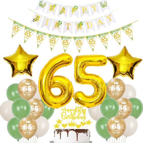 Gold Luftballons 65 Geburtstag Frauen Mann Dekoration Oliv grün Tortendeko 65 Geburtstag Frauen Geburtstagsdeko 65 Jahre Frau Folienballon 65 deko 65. Geburtstag männer Ballon party deko von Hopewey