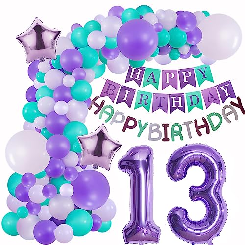 Lila Ballons Girlande 13 Geburtstag Mädchen deko Lila Luftballon 13. Geburtstag deko Mädchen Geburtstagsdeko 13 Jahre Mädchen Deko 13. Geburtstag Mädchen Violett Luftballon Girlande 13. Geburtstag von Hopewey