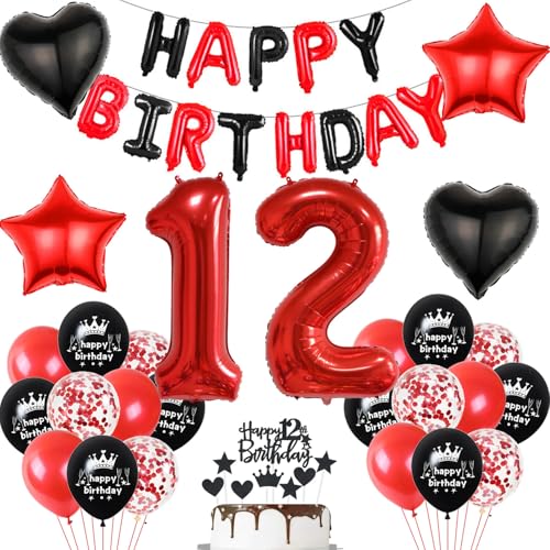 Luftballon 12. Geburtstag deko Mädchen rot Schwarz Folienballon Zahlen 12 Geburtstagsdeko Mädchen 12 Jahr geburtstagdeko 12 jahre 12. Geburtstag deko Rot Geburtstagsdeko 12 Jahr set Luftballon 12. Geburtstag deko Mädchen rot Schwarz Folienballon Zahlen 12 Geburtstagsdeko Mädchen 12 Jahr geburtstagdeko 12 jahre 12. Geburtstag deko Rot Geburtstagsdeko 12 Jahr set von Hopewey