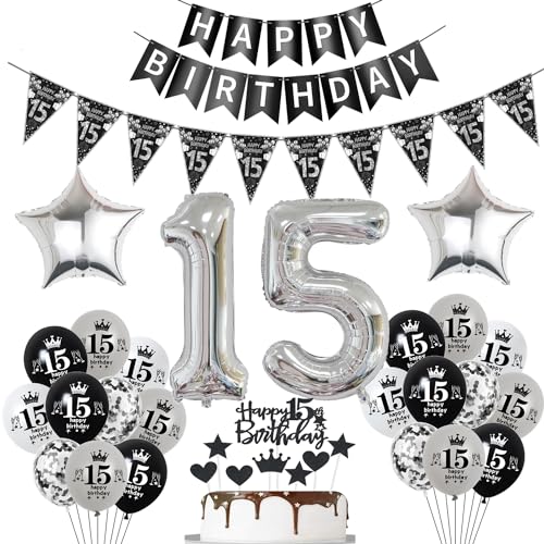 Luftballon 15. Geburtstag Dekoration Schwarz Tortendeko 15. Geburtstag Mädchen Junge Geburtstagsdeko 15 Jahre Junge Mädchen Schwarz Folienballon 15 Ballon 15 Luftballon 15. Geburtstag Dekoration Schwarz Tortendeko 15. Geburtstag Mädchen Junge Geburtstagsdeko 15 Jahre Junge Mädchen Schwarz Folienballon 15 Ballon 15 von Hopewey