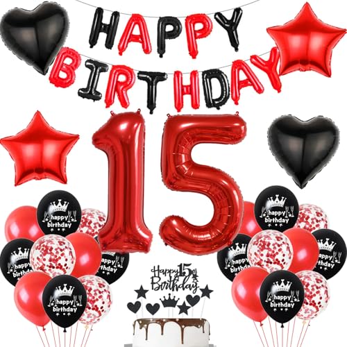Luftballon 15. Geburtstag deko Mädchen rot Schwarz Folienballon Zahlen 15 Geburtstagsdeko Mädchen 15 Jahr geburtstagdeko 15 jahre 15. Geburtstag deko Rot Geburtstagsdeko 15 Jahr set Luftballon 15. Geburtstag deko Mädchen rot Schwarz Folienballon Zahlen 15 Geburtstagsdeko Mädchen 15 Jahr geburtstagdeko 15 jahre 15. Geburtstag deko Rot Geburtstagsdeko 15 Jahr set von Hopewey