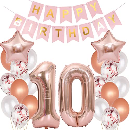 Luftballons 10 Geburtstag Dekoration mädchen rosegold,10.Geburtstag deko für mädchen,10 jahre Geburtstag deko mädchen 10.geburtstag deko mädchen 10 Geburtstag Mädchen 10 Geburtstagsdeko rosegold (10) von Hopewey