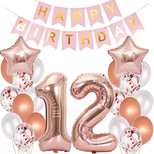 Luftballons 12. Geburtstag Dekoration Rosegold - Mädchen Geburtstagsdeko Set für 12 Jahre (12 Stück) Luftballons 12. Geburtstag Dekoration Rosegold - Mädchen Geburtstagsdeko Set für 12 Jahre (12 Stück) von Hopewey