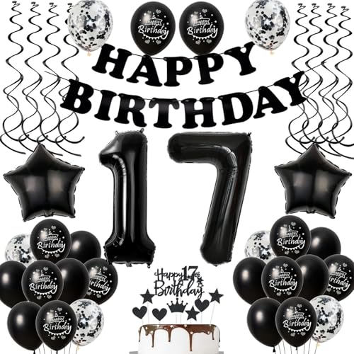 Luftballons 17. Geburtstag Junge Mädchen Deko Schwarz Tortendeko 17. Geburtstag Party Deko Junge Schwarz Geburtstagsdeko 17 Jahre Geburtstag Mädchen dekoration Schwarz 17 Geburtstag deko torte von Hopewey