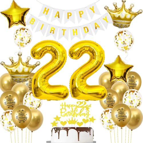 Luftballons 22. Geburtstag Mann frauen Deko Gold Tortendeko 22. Geburtstag Mann Party Dekoration Weiß gold Geburtstagsdeko 22 Jahre frau Männer ballon 22. deko gold Luftballons 22. Geburtstag Mann frauen Deko Gold Tortendeko 22. Geburtstag Mann Party Dekoration Weiß gold Geburtstagsdeko 22 Jahre frau Männer ballon 22. deko gold von Hopewey