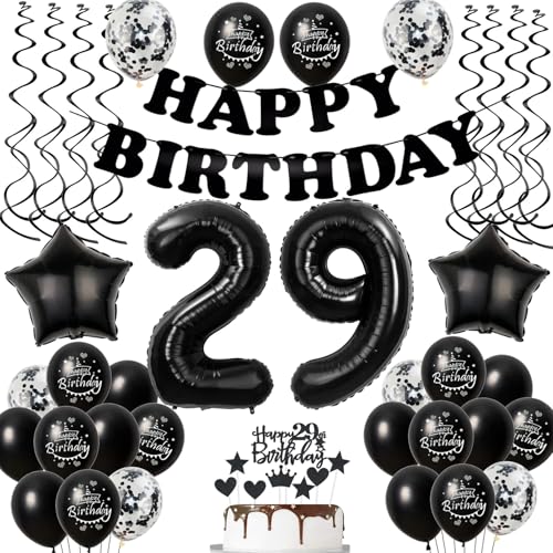 Luftballons 29. Geburtstag Mann Frauen Deko Schwarz Tortendeko 29. Geburtstag Deko Mann Frau Schwarz Geburtstagsdeko 29 Jahre Geburtstag Frauen Männer dekoration Schwarz 29 Geburtstag deko torte von Hopewey