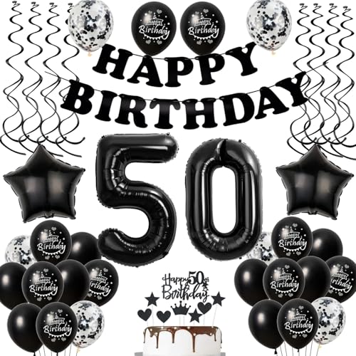 Luftballons 50. Geburtstag Mann Frauen Deko Schwarz Tortendeko 50. Geburtstag Deko Mann Frau Schwarz Geburtstagsdeko 50 Jahre Geburtstag Frauen Männer dekoration Schwarz 50 Geburtstag deko torte von Hopewey