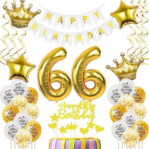 Luftballons 66. Geburtstag Mann Frauen Deko gold Tortendeko 66. Geburtstag Mann Party Deko Weiß gold Geburtstagsdeko 66 Jahre Geburtstag dekoration Frau Männer 66. Geburtstag deko torte gold von Hopewey