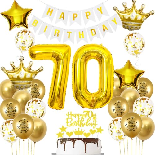 Luftballons 70. Geburtstag Mann frauen Deko Gold Tortendeko 70. Geburtstag Mann Party Dekoration Weiß gold Geburtstagsdeko 70 Jahre frau Männer ballon Geburtstag deko 70. Geburtstag deko gold von Hopewey