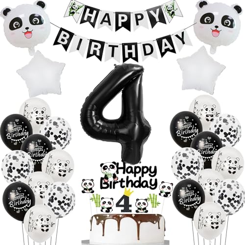 Panda luftballons 4. geburtstag junge mädchen dekoration, panda thema geburtstagsdeko 4 jahre junge mädchen ballon 4 geburtstag deko für kinder, Panda thema ballon deko 4.geburtstag für kinder von Hopewey