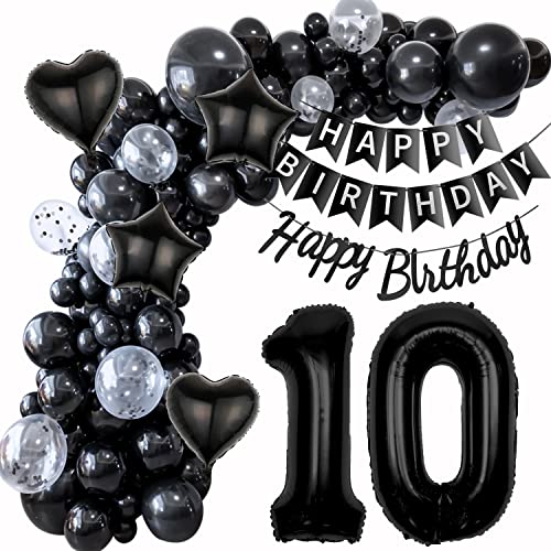 Schwarz Ballon Girlande 10 Geburtstag Deko Mädchen Junge,Deko 10. Geburtstag Luftballons Girlande 10. Geburtstag Mädchen Junge Deko Geburtstagsdeko 10 Geburtstag Mädchen Junge deko Luftballons von Hopewey