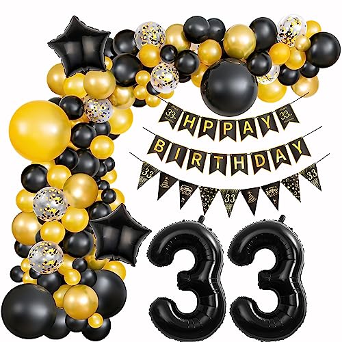 Schwarz Gold Ballons Girlande 33 Geburtstag Mann deko Schwarz Luftballon 33. Geburtstag deko Männer Geburtstagsdeko 33 Jahre Männer Deko 33. Geburtstag Mann Gold Luftballon Girlande 33. Geburtstag von Hopewey