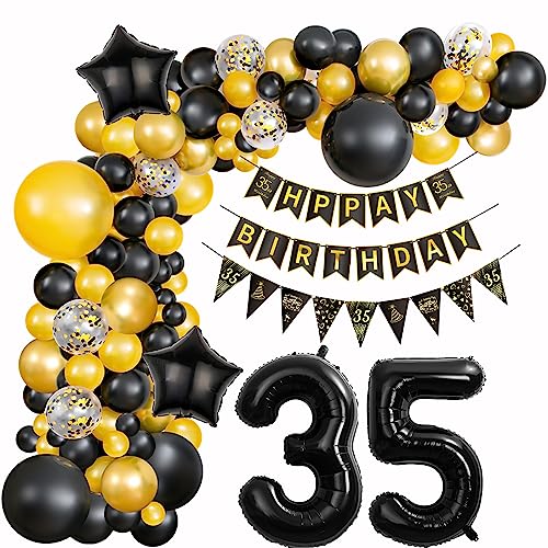 Schwarz Gold Ballons Girlande 35 Geburtstag Mann deko Schwarz Luftballon 35. Geburtstag deko Männer Geburtstagsdeko 35 Jahre Männer Deko 35. Geburtstag Mann Gold Luftballon Girlande 35. Geburtstag von Hopewey