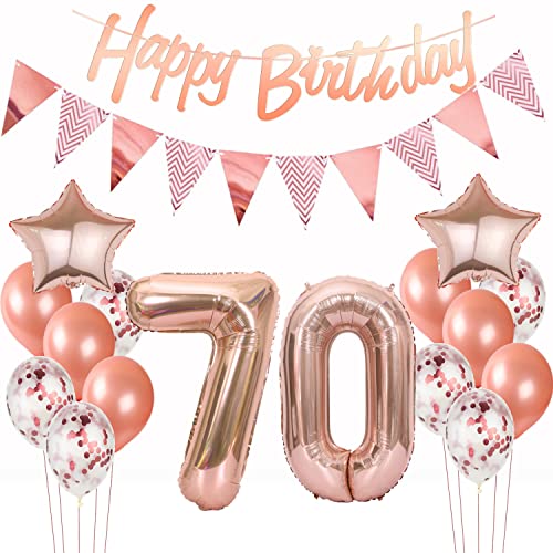 deko 70. geburtstag frauen deko rosegold ballon 70. geburtstag frauen deko luftballon 70. geburtstag deko rosegold 70 Geburtstag girlande banner geburtstagsdeko 70 jahre frau frauen dekoration von Hopewey