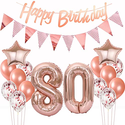 deko 80. geburtstag frauen deko rosegold ballon 80. geburtstag frauen deko luftballon 80. geburtstag deko rosegold 80 Geburtstag girlande banner geburtstagsdeko 80 jahre frauen dekoration von Hopewey