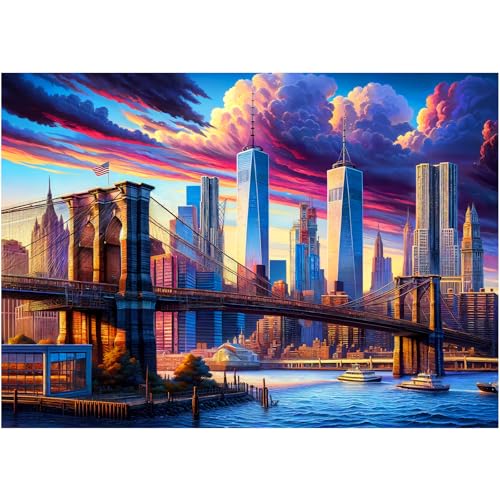 Hopgo Premium-Puzzle 1000 Teile für Erwachsene - Brücken bei Sonnenuntergang, Ideales Familienspiel & Geschenk für Puzzleliebhaber - 70 x 50 cm von Hopgo