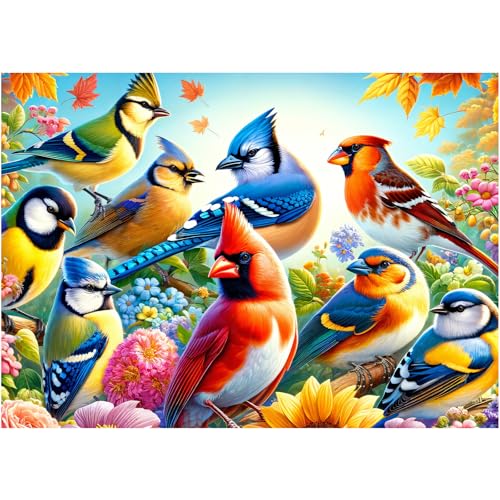 Hopgo Puzzles für Erwachsene 1000 Teile, Puzzle mit Vögeln und Blumen für Puzzleliebhaber, Familienspiel, Vögel-Puzzle Jigsaw 70 x 50cm von Hopgo