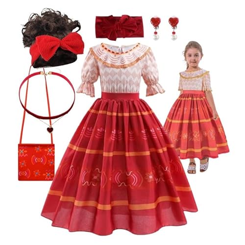 Hopki.pl Encanto Kostüm Kinder: Wunderschönes Dolores-Kleid für Mädchen - Authentisches Enchanting Verkleidungskostüm für Magische Bälle oder Spielen (Set 2, 98/104 (110 cm)) von Hopki.pl