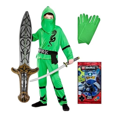 Hopki.pl Faschingskostüme Kinder, Ninja Kostüm Kinder, Kostüm Kinder Jungen, Ninjago Kostüm, Karneval Kostüm Kinde (Grün, M) von Hopki.pl