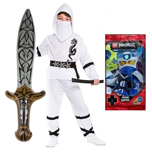 Hopki.pl Faschingskostüme Kinder, Ninja Kostüm Kinder, Kostüm Kinder Jungen, Ninjago Kostüm, Karneval Kostüm Kinde (Weiß, L) von Hopki.pl