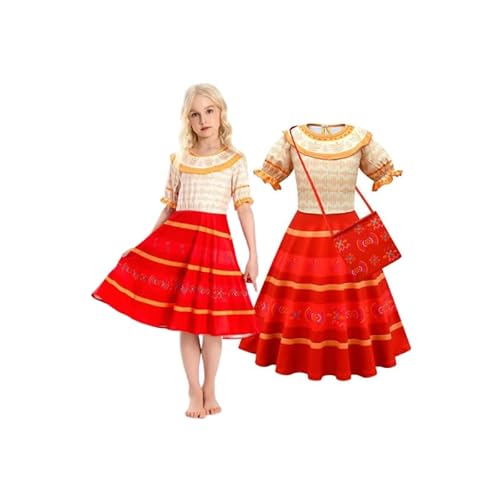 Hopki.pl Verzauberndes Encanto Dolores Kostüm für Kinder – Perfekt als Mirabel oder Isabella Kostüm Mädchen – Inklusive Täschchen – Ideal für Halloween & Geburtstage! (110/116) von Hopki.pl