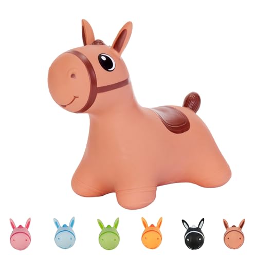 Hoppimals Tootiny Hüpftier, Hüpfpferd, Hüpftier ab 1 Jahre, Perfekt für Gymnastik & Geschicklichkeit für Kinder, Verpackt im Geschenkkarton, inklusive Pumpe - Baby-Hüpfer, Braun Hoppimals Tootiny Hüpftier, Hüpfpferd, Hüpftier ab 1 Jahre, Perfekt für Gymnastik & Geschicklichkeit für Kinder, Verpackt im Geschenkkarton, inklusive Pumpe - Baby-Hüpfer, Braun von Hoppimals