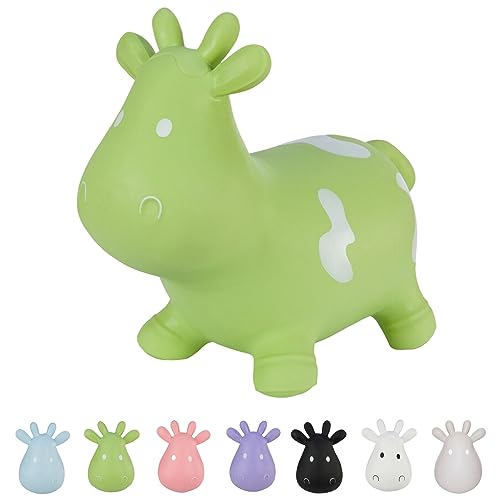 Hoppimals Tootiny Hüpftier, Hüpftier ab 1 Jahre & Hüpftier ab 2 Jahre, Hüpfende Kuh, Für Gymnastik & Geschicklichkeit für Kinder, Verpackt im Geschenkkarton, inklusive Pumpe - Baby-Hüpfer GRÜN von Hoppimals