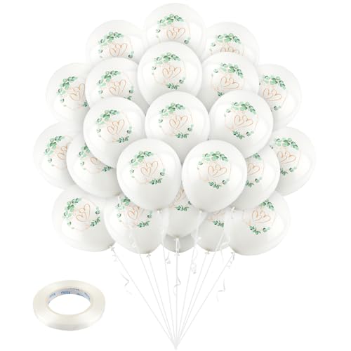 30 Stück Luftballons Hochzeit, 12 Zoll Ballons Hochzeit, Weiß & Gold Herzen Eukalyptus Hochzeitsballons, Helium Luftballons mit Band für Heiratsantrag Verlobung Anniversary Deko 30 Stück Luftballons Hochzeit, 12 Zoll Ballons Hochzeit, Weiß & Gold Herzen Eukalyptus Hochzeitsballons, Helium Luftballons mit Band für Heiratsantrag Verlobung Anniversary Deko von Hopton