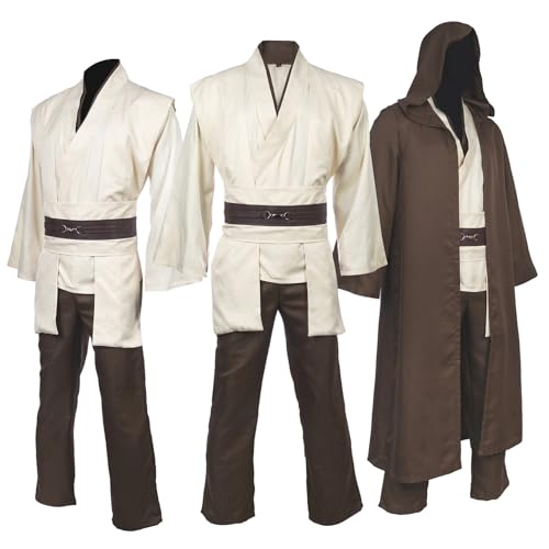 Horizoncos Jedi Kostüm Robe für Erwachsene, Obi Wan Kenobi, Kostüm, Kapuzenuniform, komplettes Set, Halloween, Cosplay, Umhang von Horizoncos