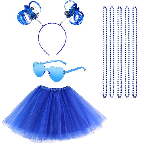 Horolam 80er Jahre Kostüm Outfits Zubehör Set für Mädchen Frauen 1980er Jahre Fancy Party Kostüm Zubehör Set mit Tüll Tutu Rock Herz Sonnenbrille Halskette Stirnband für Retro Thema Party Cosplay von Horolam