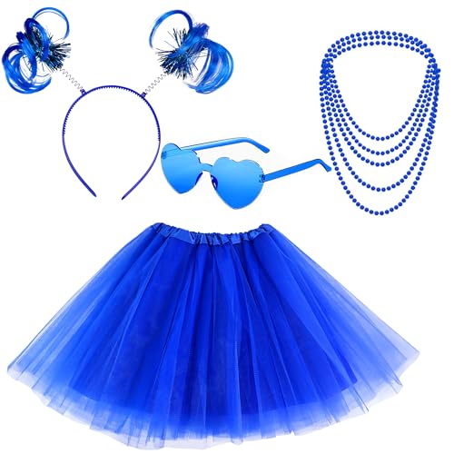 Horolam 80er Jahre Kostüm Outfits Zubehör Set für Mädchen Frauen 1980er Jahre Fancy Party Kostüm Zubehör Set mit Tüll Tutu Rock Herz Sonnenbrille Halskette Stirnband für Retro Thema Party Cosplay von Horolam