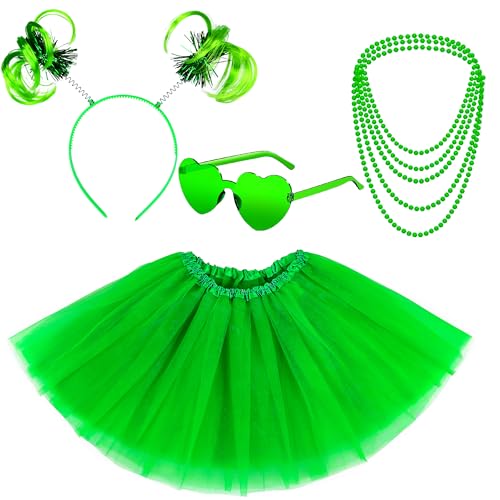 Horolam 80er Jahre Kostüm Outfits Zubehör Set für Mädchen Frauen 1980er Jahre Fancy Party Kostüm Zubehör Set mit Tüll Tutu Rock Herz Sonnenbrille Halskette Stirnband für Retro Thema Party Cosplay von Horolam