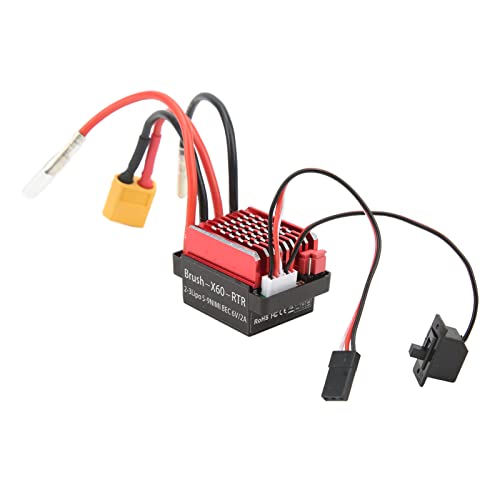 Horoper RC-Geschwindigkeitsregler, 60 A Gebürsteter ESC XT60-Stecker 6 V 2 A BEC-Ausgang 1/10 RC-Auto Gebürsteter Elektrischer Geschwindigkeitsregler für für HSP für Redcat von Horoper