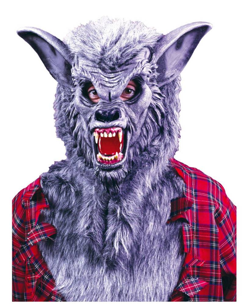 Graue Werwolf Maske mit Zähnen