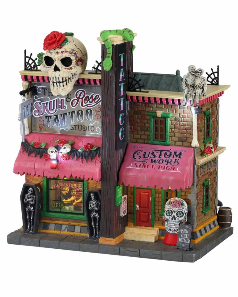 Lemax Spooky Town - The Skull & Rose Tattoo Studio