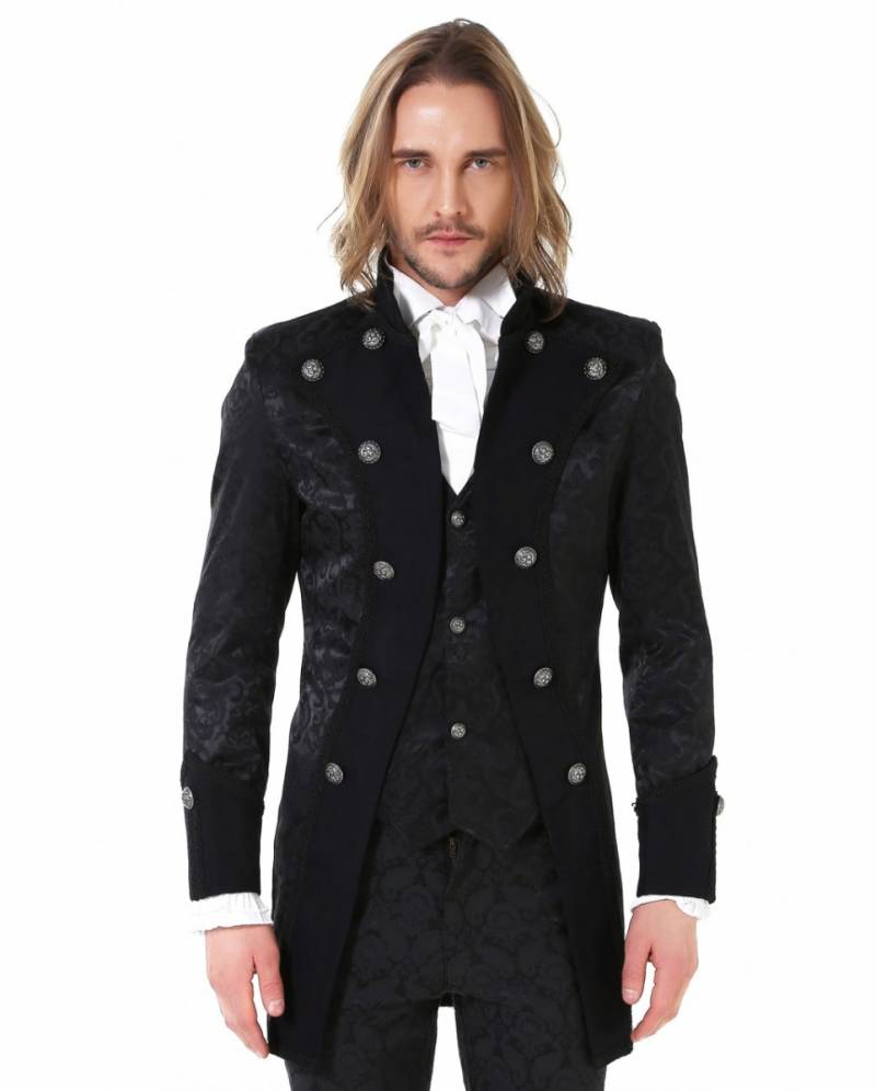 Steampunk Aristokrat Herren Mantel Schwarz XXL