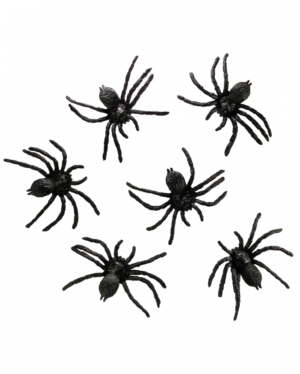 Tiefschwarze Spinnen 8x7cm im 6er Set