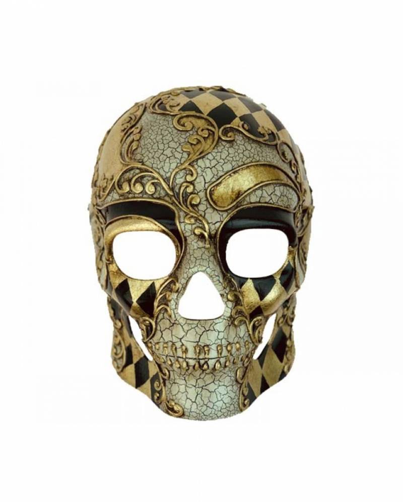 Venezianische Totenkopfmaske Gold-Schwarz