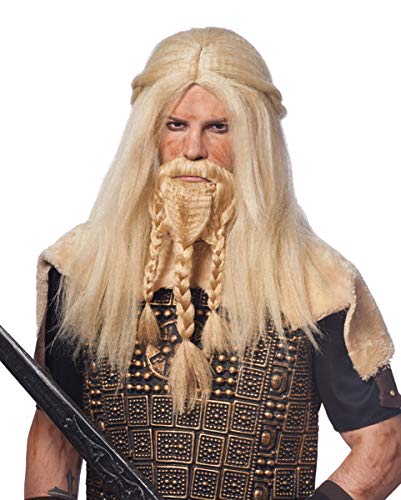 Horror-Shop Blonde Vikinger Perücke mit Bart als Kostüm Accessoire für Halloween und Karneval von Horror-Shop