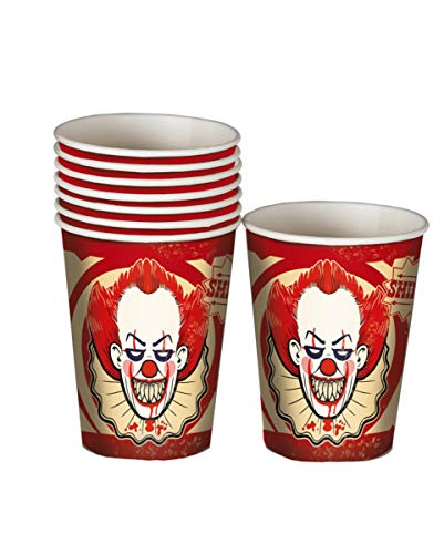 Horror Clown Party Becher 8 Stück für die Halloween Party von Horror-Shop