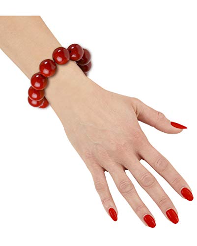 Horror-Shop 70er Jahre Armband mit großen Perlen Rot von Horror-Shop