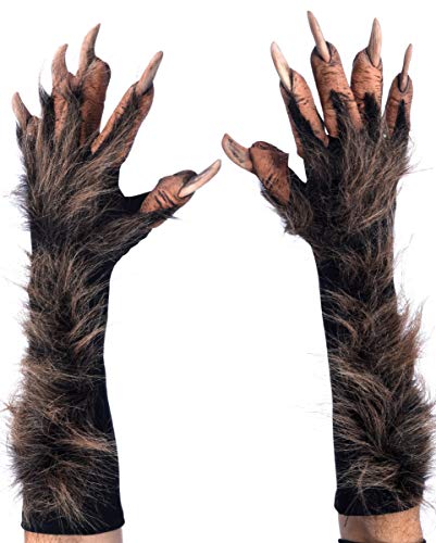 Horror-Shop Braune Werwolf Handschuhe mit Kunstfell als Halloween Kostümzubehör von Horror-Shop