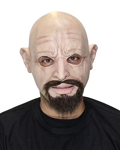 Horror-Shop Derek Vollkopf Maske mit Bart als Kostümaccessoire für Halloween und Karneval von Horror-Shop