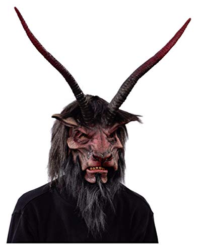 Horror-Shop Gehörnte Krampus Maske mit Kunstfell als Dämonen Verkleidung für Halloween & Weihnachten von Horror-Shop