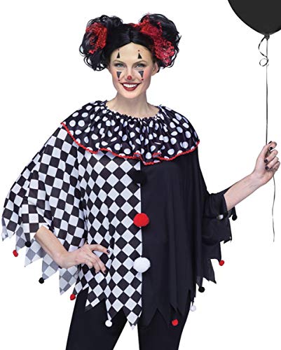 Horror-Shop Harlekin Clowns Poncho One Size schwarz-weiß für Halloween von Horror-Shop