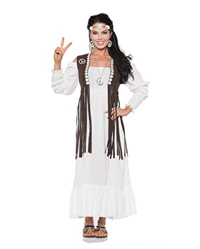 Horror-Shop Hippie Woodstock Kleid mit Fransenweste L von Horror-Shop